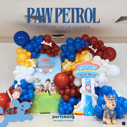 Paw Petrol Kids Theme Backdrop Setup with Balloon Garland (Two Boards)
