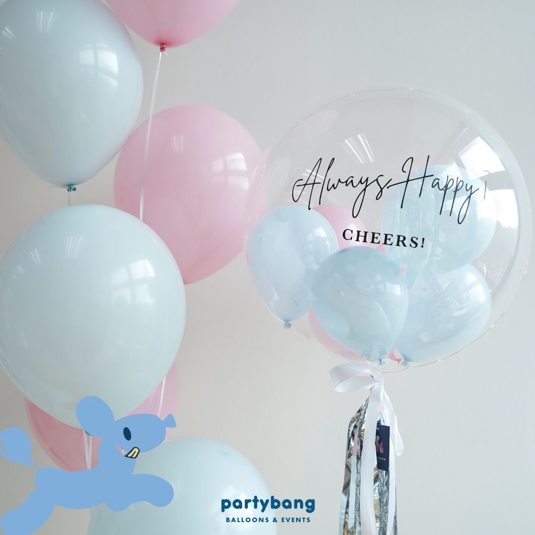 [Helium Inflated] 24inch Custom Bubble Balloon Well Wishes Set B