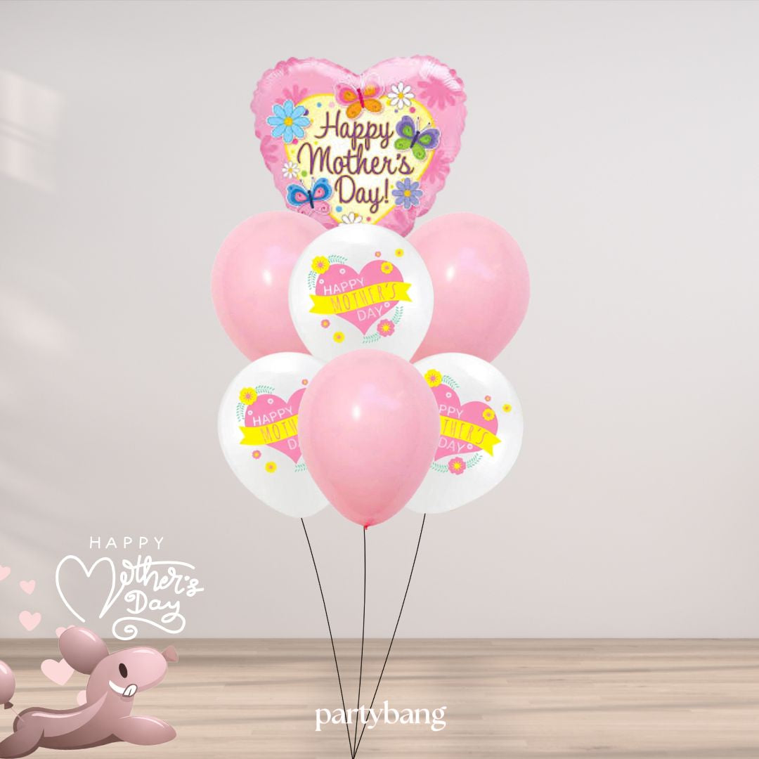 [Helium Inflated] 7pcs Mother's Day Balloon Cluster Heart