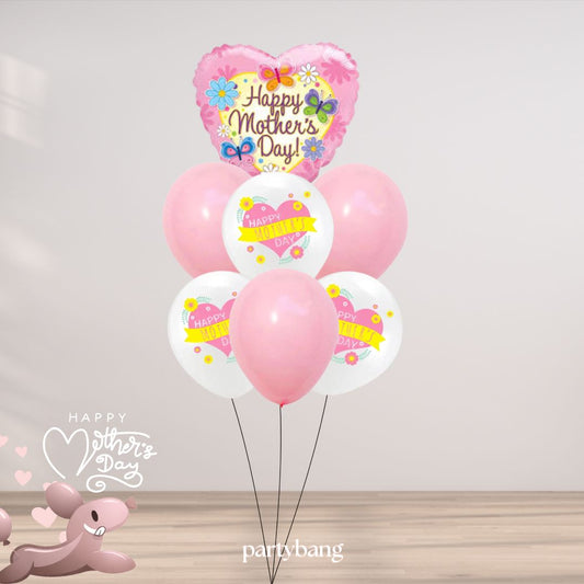 [Helium Inflated] 7pcs Mother's Day Balloon Cluster Heart