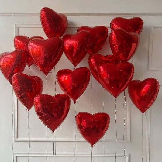 🎀 [Helium Inflated] Hearts Love You Balloons Red (9pcs)