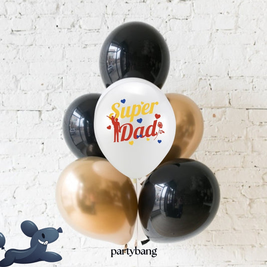 [Helium Inflated] 6pcs Happy Father's Day Super Dad Balloon Bundle