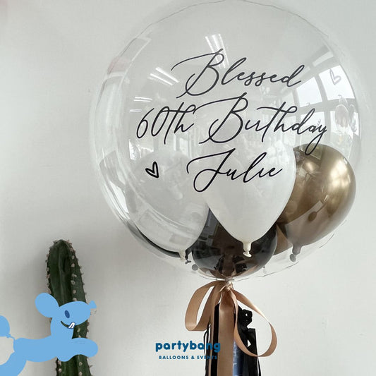 [Helium Inflated] 24inch Custom Bubble Balloon Birthday Set A