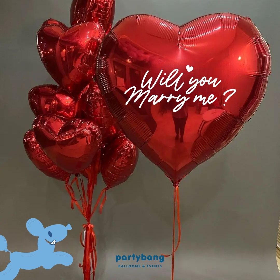🎀 [Helium Inflated] Jumbo 32inch Custom Love Red Heart Balloon Cluster (11pcs)