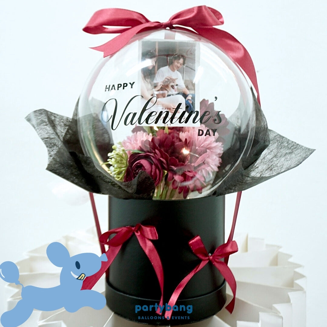 Crimson Kiss Valentine's Day Faux Flower Dome Gift Box