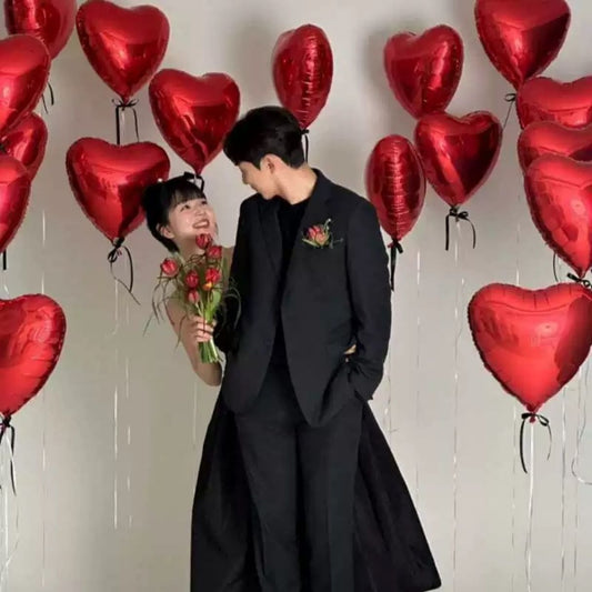🎀 [Helium Inflated] Hearts Love You Balloons Red (9pcs)