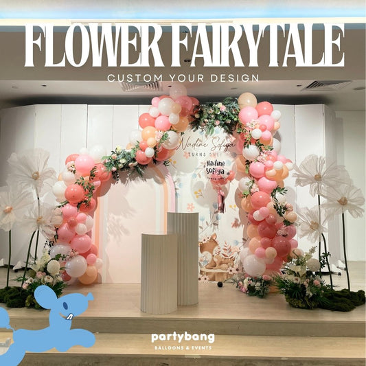 Flower Kids Theme Backdrop Setup with Balloon Garland (Two Boards)