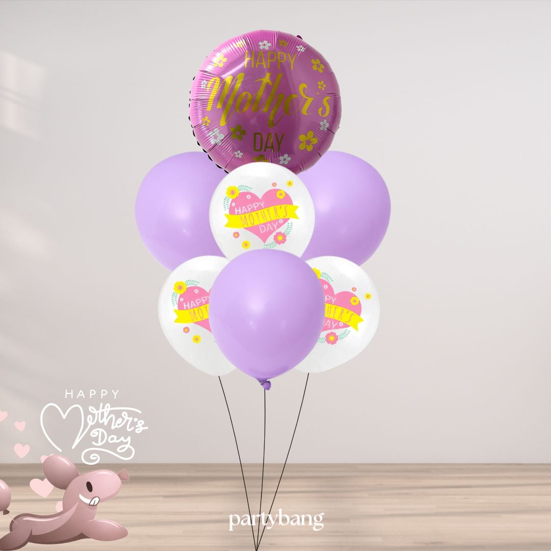 [Helium Inflated] 7pcs Mother's Day Balloon Cluster Round