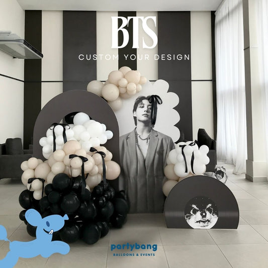 BTS Kids Theme Backdrop Setup with Balloon Garland (Two Boards)