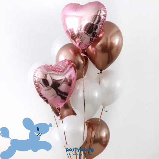 [Helium Inflated] 12"/ 18" Foil Latex Pearl Chrome Pastel Confetti Balloon Copper & White_Shop By Picture (14pcs)