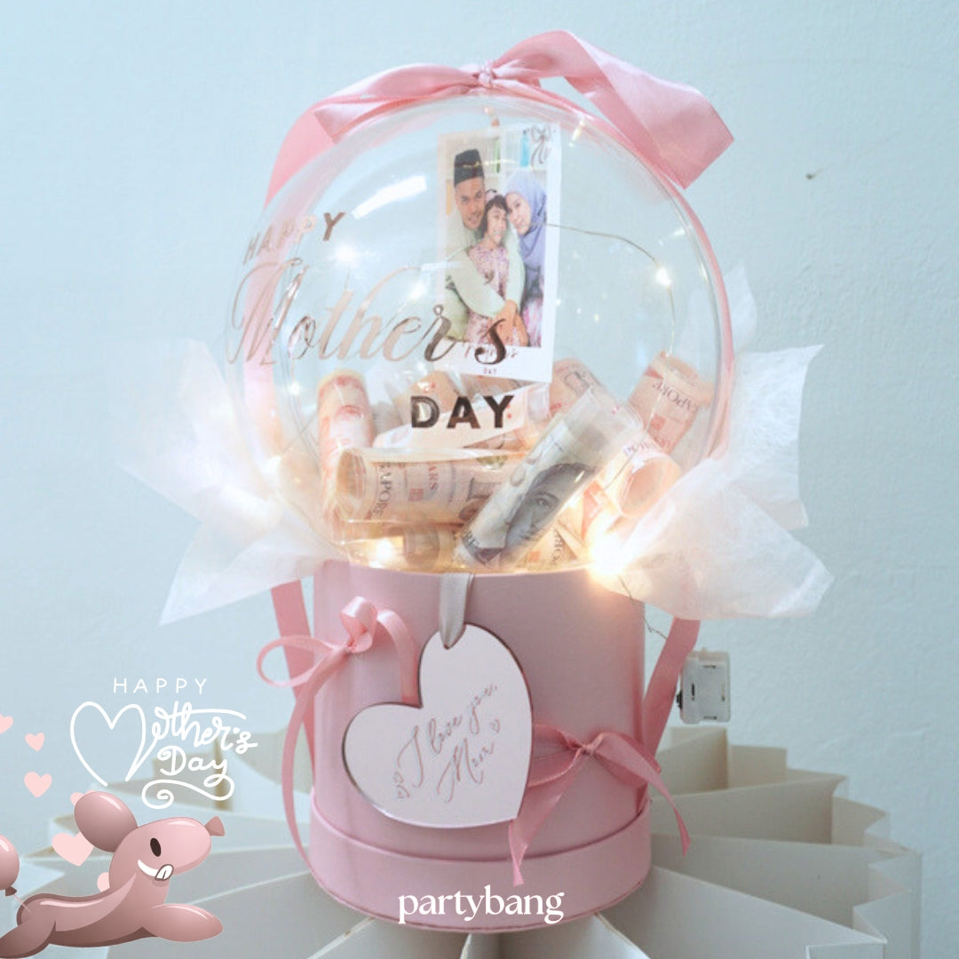 Mother's Day Round Dome Surprise Gift Box Pink Money Roll