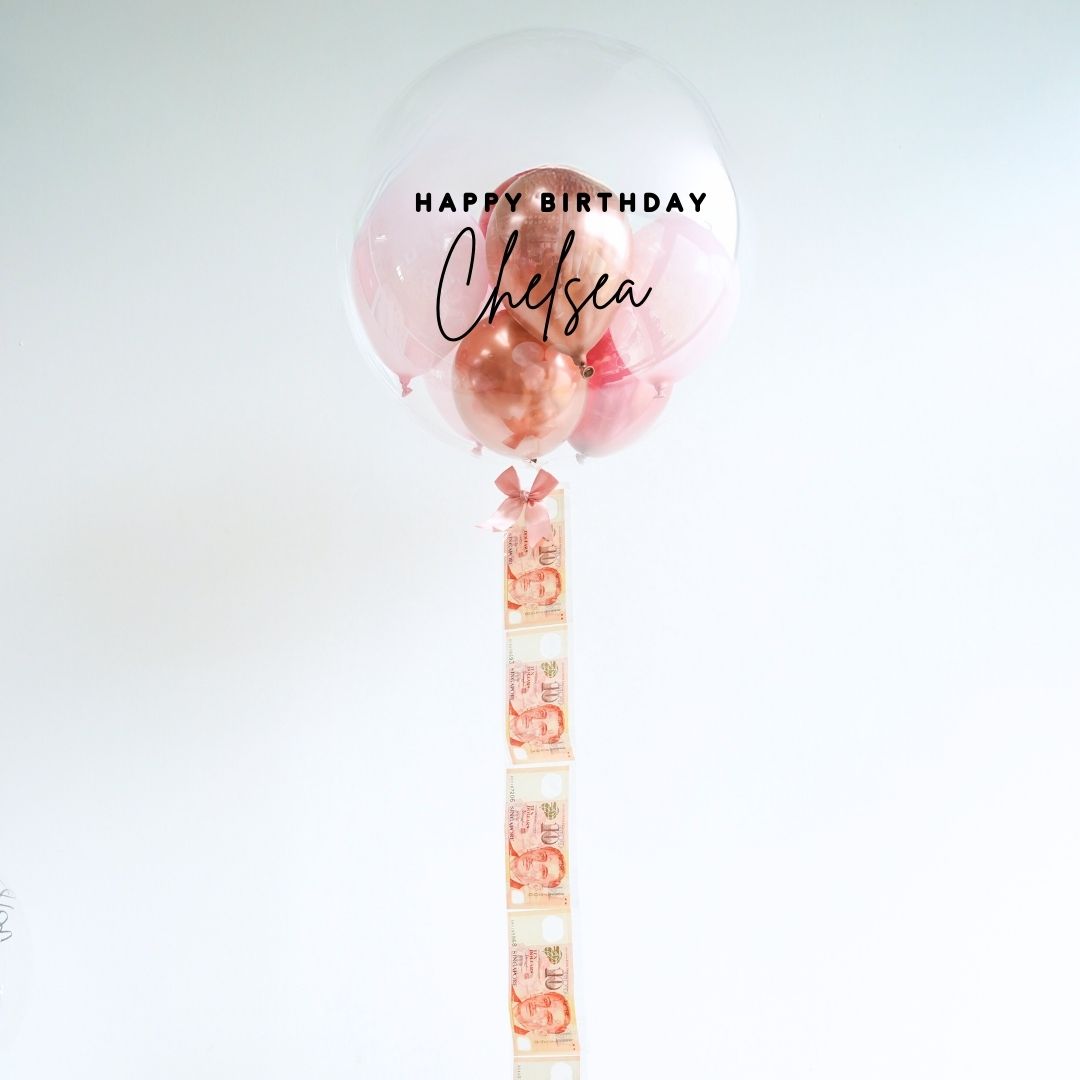 [Helium Inflated] 24" Custom Bubble Clear Balloon Gift Box [Photo & Money Fly]
