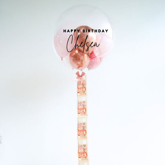 [Helium Inflated] 24" Custom Bubble Clear Balloon Gift Box [Photo & Money Fly]