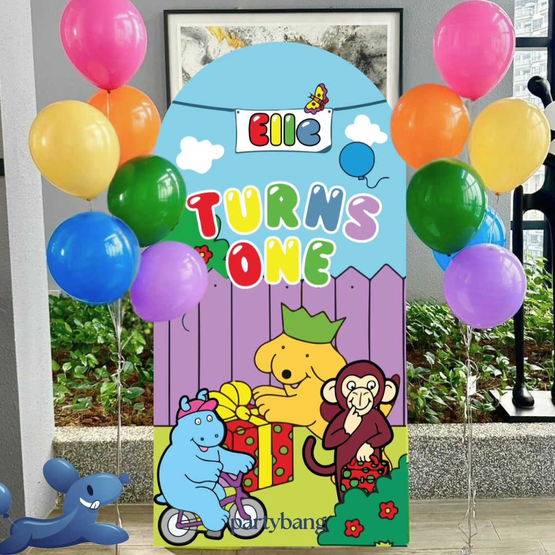 Custom Theme Foam Backdrop with 12pcs Helium Balloons Set-up