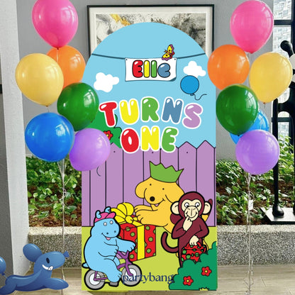 Custom Theme Foam Backdrop with 12pcs Helium Balloons Set-up