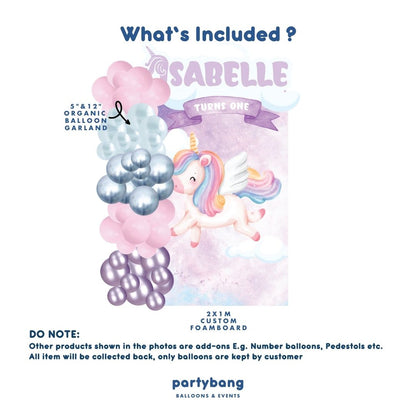 Custom your design Kids Theme Backdrop Setup with Balloon Garland (One Board)
