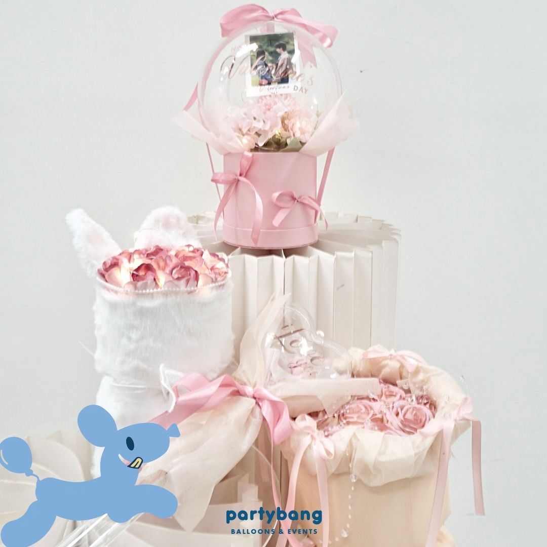 Love in Bloom Valentine's Day Faux Flower Dome Gift Box