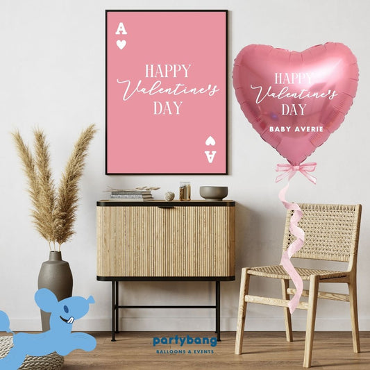 🎀 [Helium Inflated] Jumbo 32inch Custom Love Pink Heart Balloon (1pc)