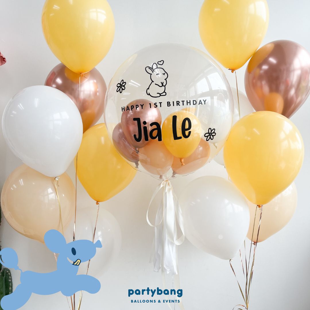 [Helium Inflated] 24inch Custom Bubble Balloon Birthday Set C
