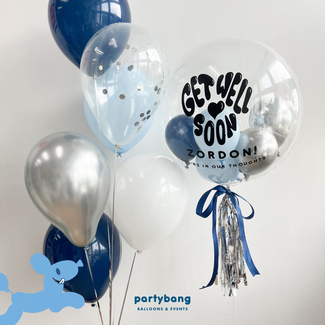 [Helium Inflated] 24inch Custom Bubble Balloon Well Wishes Get Well Soon Set B