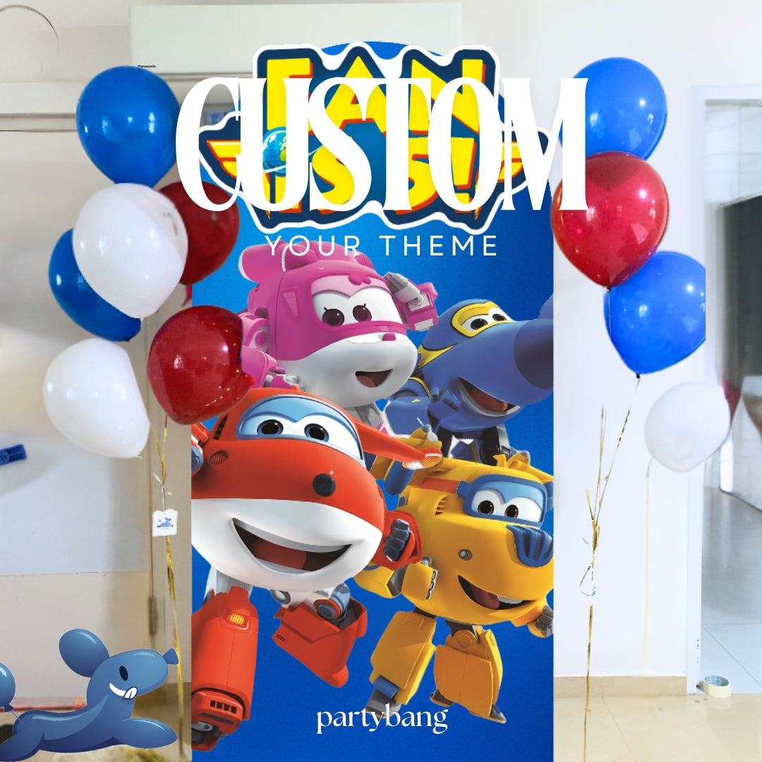 Custom Theme Foam Backdrop with 12pcs Helium Balloons Set-up