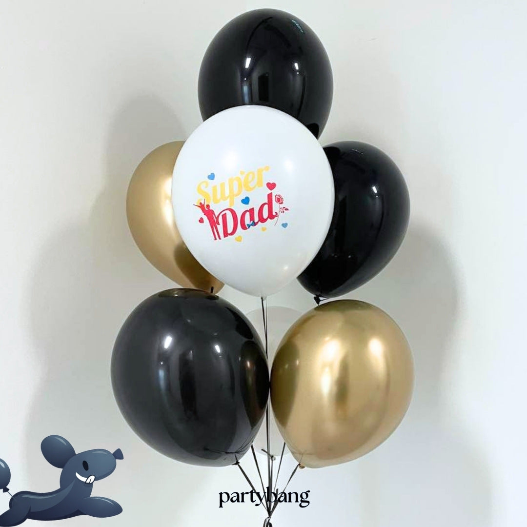 [Helium Inflated] 6pcs Happy Father's Day Super Dad Balloon Bundle