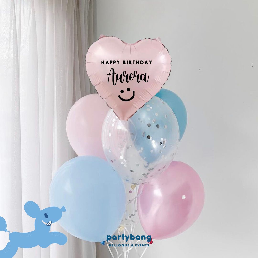 [Helium Inflated] Custom 7pcs Balloon Cluster (Pink)