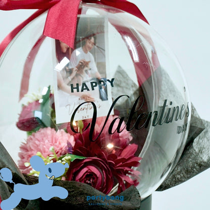 Crimson Kiss Valentine's Day Faux Flower Dome Gift Box