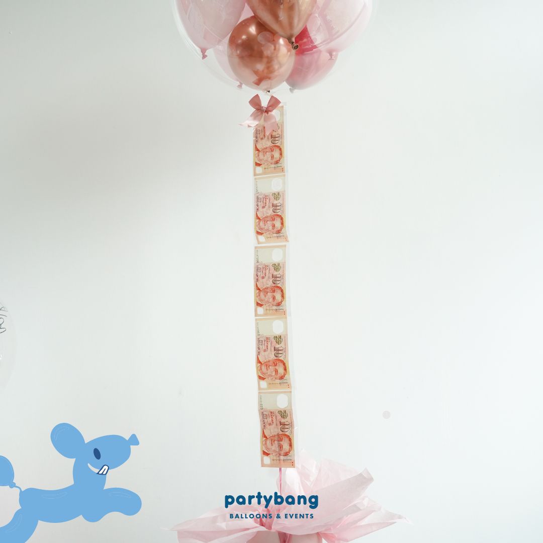 [Helium Inflated] 24" Custom Bubble Clear Balloon Gift Box [Photo & Money Fly]