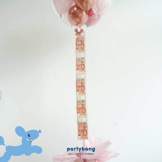 [Helium Inflated] 24" Custom Bubble Clear Balloon Gift Box [Photo & Money Fly]
