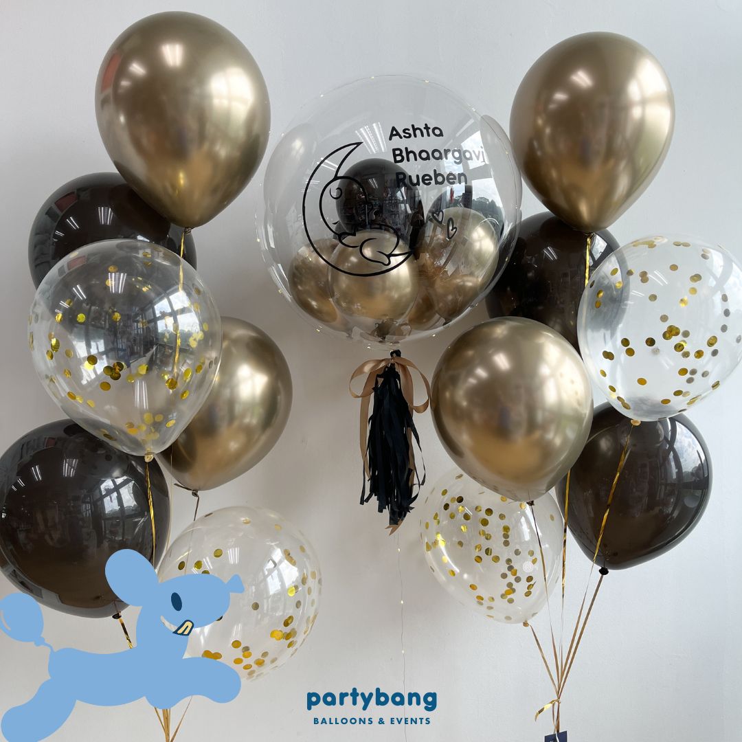 [Helium Inflated] 24inch Custom Bubble Balloon Baby Shower Full Month 100 Days Set C