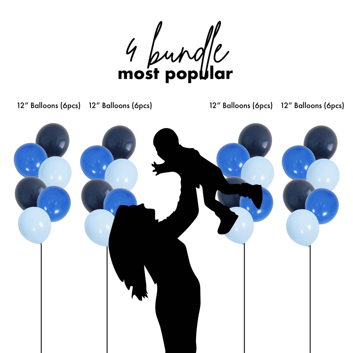 [Helium Inflated] 12" Latex Balloon Clusters Sea Salt