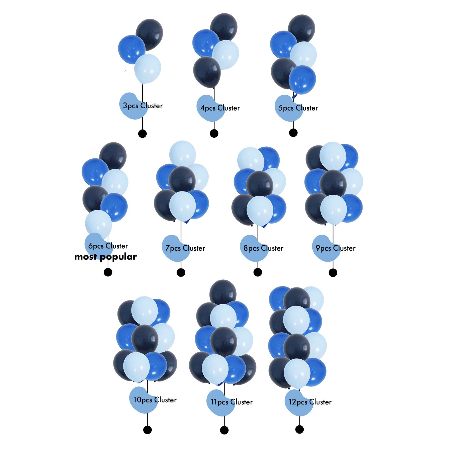 [Helium Inflated] 12" Latex Balloon Clusters Sea Salt