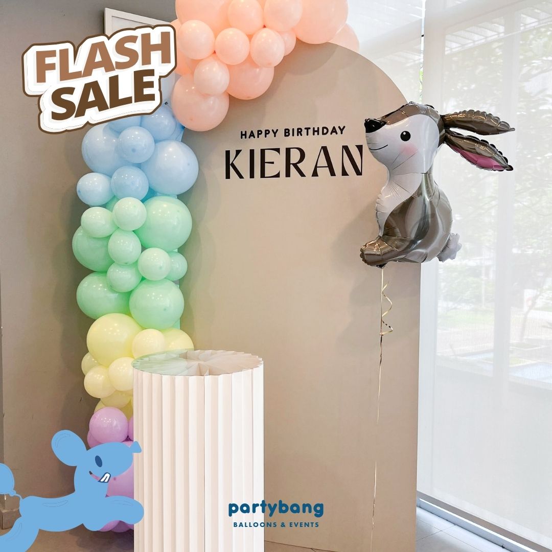 Plain Foamboard Arch Backdrop Setup with Balloon Garland (Sand Board w Pedestal)