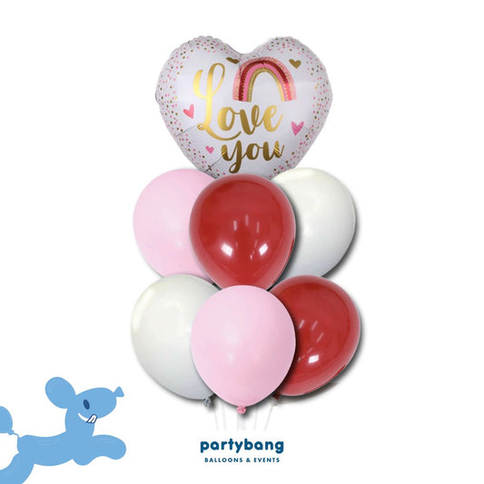 [Helium Inflated] 7pcs Valentine's Day Love you Bouquet