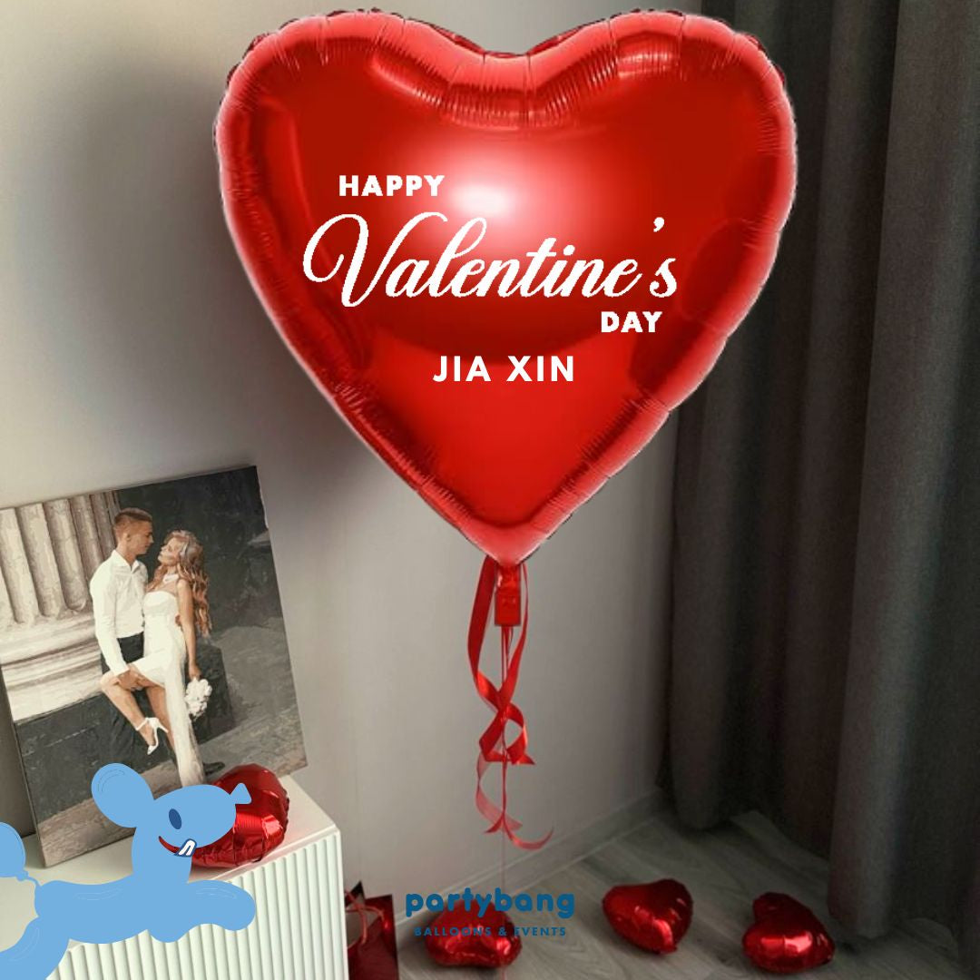 [Helium Inflated] Big Red Heart Valentine's Day Ribbon Balloon