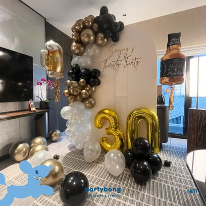 Plain Foamboard Arch Backdrop Setup with Balloon Garland [White]