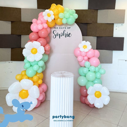 Plain Foamboard Arch Backdrop Setup with Balloon Garland (Sand Board w Pedestal)