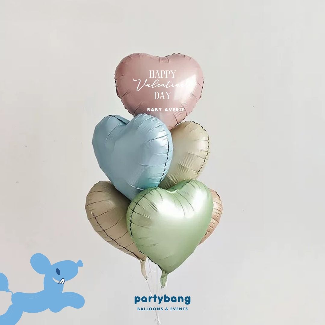 🎀 [Helium Inflated] Hearts Love You Balloons Pastel Rainbow (6pcs)