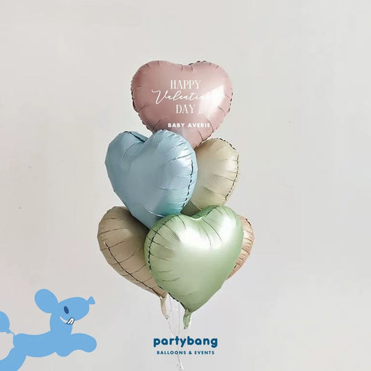🎀 [Helium Inflated] Hearts Love You Balloons Pastel Rainbow (6pcs)