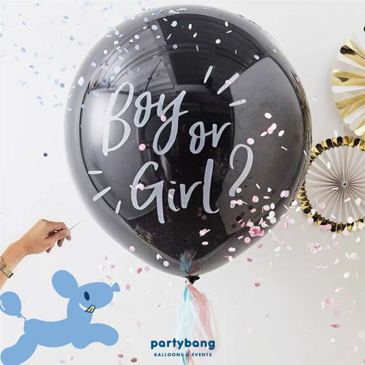 [Helium Inflated] 36” Jumbo Popping Gender Reveal Balloon (1pc)