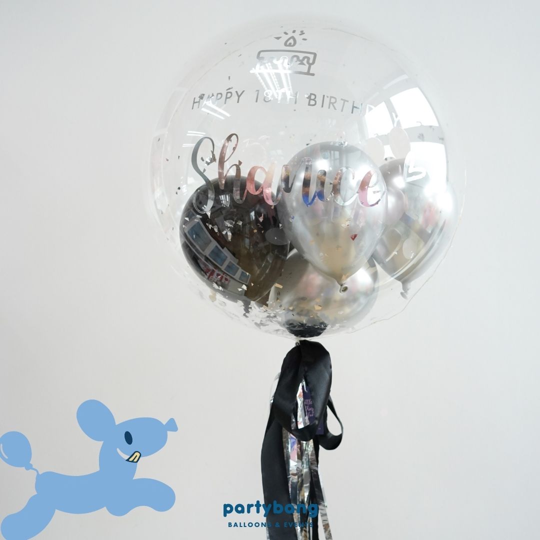[Helium Inflated] 24inch Custom Bubble Balloon Birthday Set A
