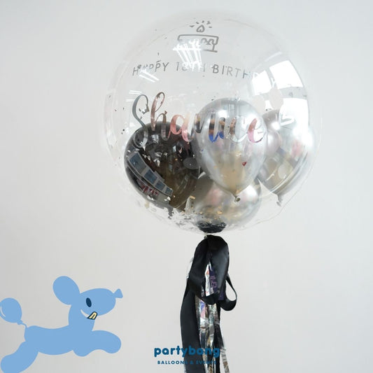 [Helium Inflated] 24inch Custom Bubble Balloon Birthday Set A