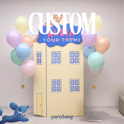 Custom Theme Foam Backdrop with 12pcs Helium Balloons Set-up