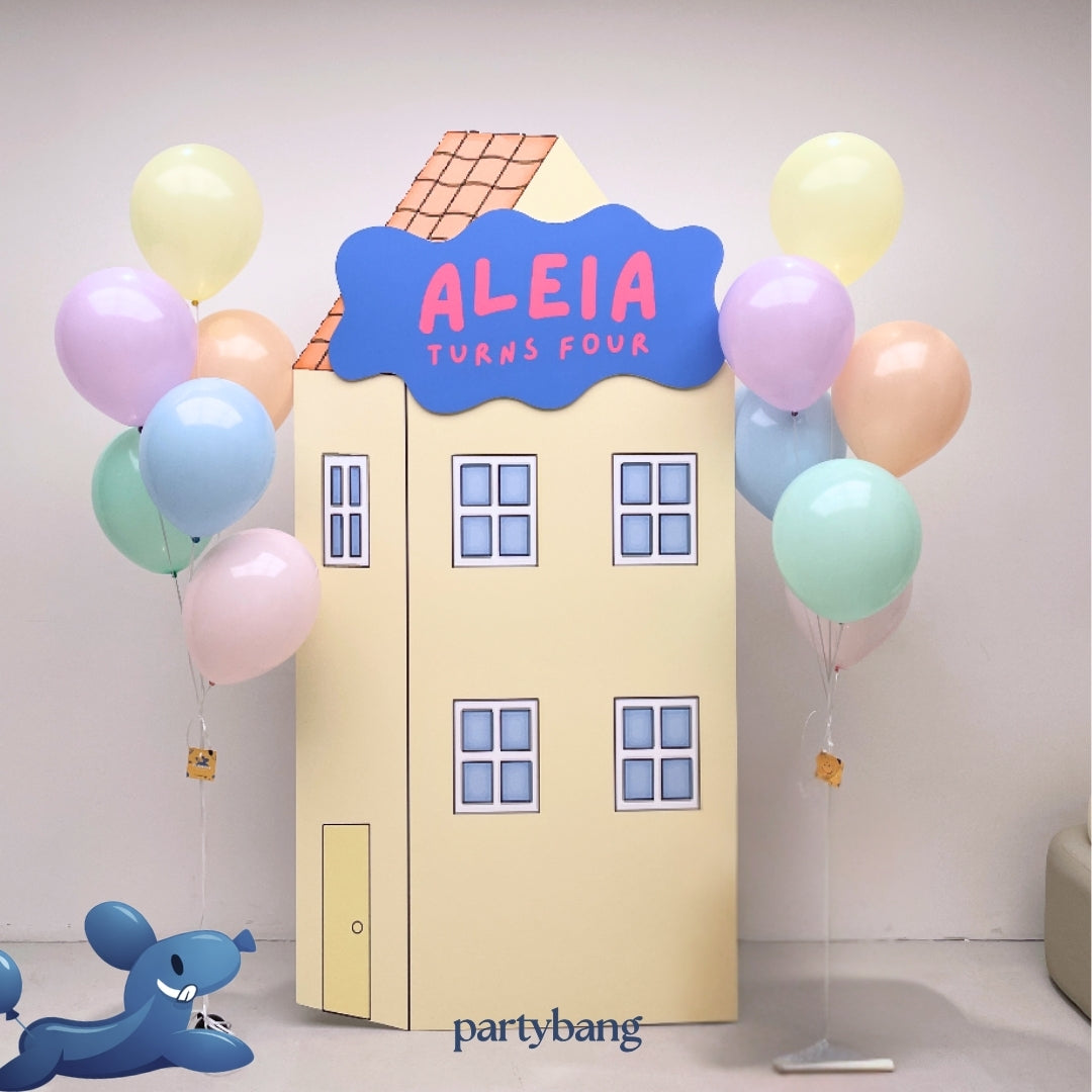 Custom Theme Foam Backdrop with 12pcs Helium Balloons Set-up
