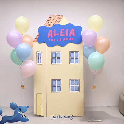 Custom Theme Foam Backdrop with 12pcs Helium Balloons Set-up