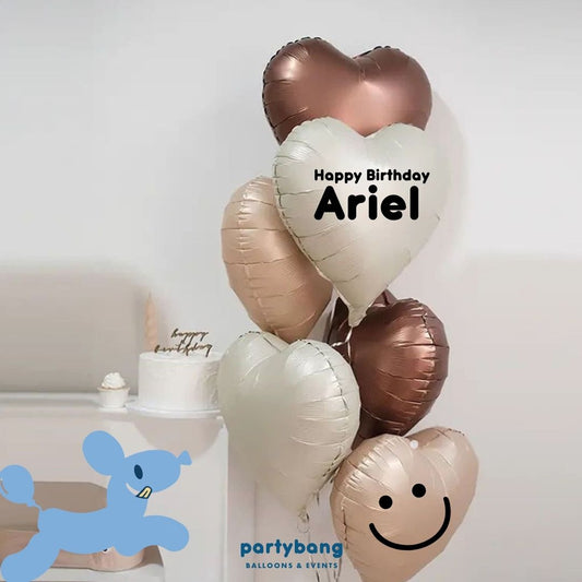 [Helium Inflated] Custom Balloons Hearts Korean Latex Kids Party (6pcs)