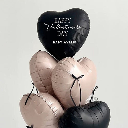🎀 [Helium Inflated] Hearts Love You Balloons Black & Pink (6pcs)
