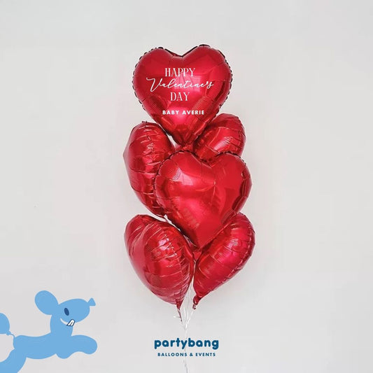 🎀 [Helium Inflated] Hearts Love You Balloons Red (6pcs)