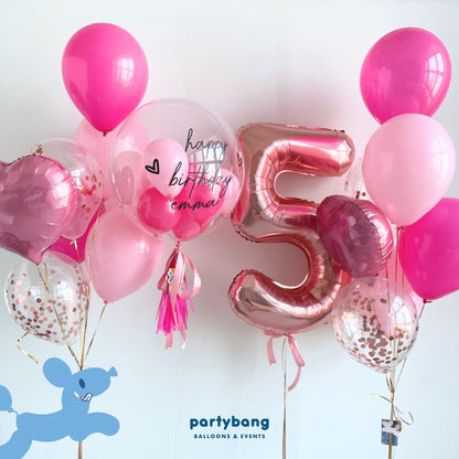 [Helium Inflated] 24inch Custom Bubble Balloon Birthday Set D (1pc Number)